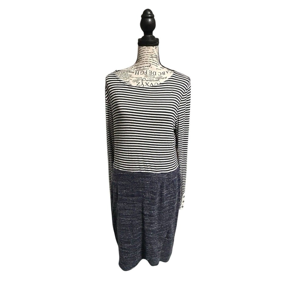 ANTHROPOLOGIE Dolan navy & white striped Midi Sz M Preppy Academic nautical ￼